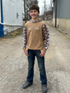 Hooey l Youth Lock-Up Tan Hoody with Cream/Black/Tan Aztec Sleeves