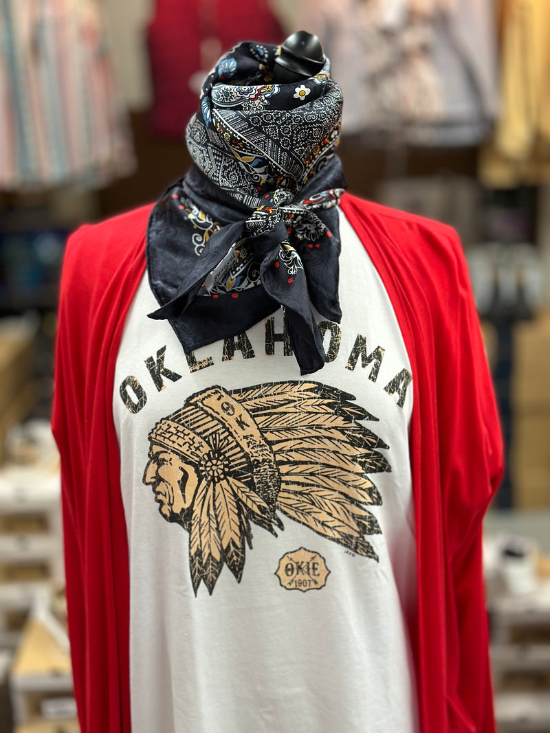 Oklahoma Indian Head Chief Tee l White Crew Neck