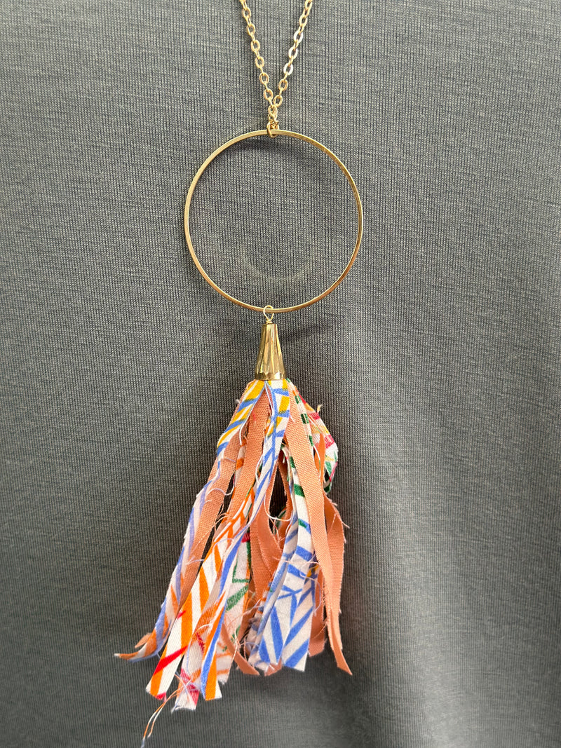 Necklace l Multi Color Tassel + Ring Long Necklace