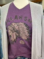 Oklahoma Indian Head Chief Tee l Purple V-Neck