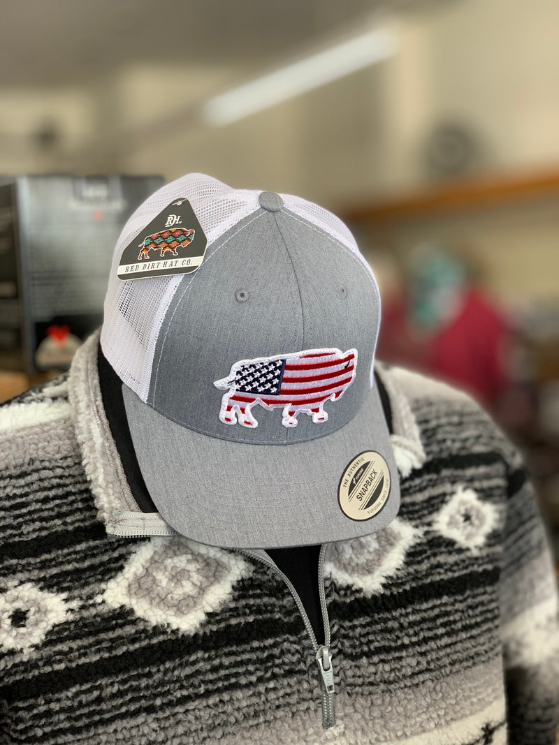 Red Dirt Hat Co l USA Buffalo Heather Grey/White [RDHC1]