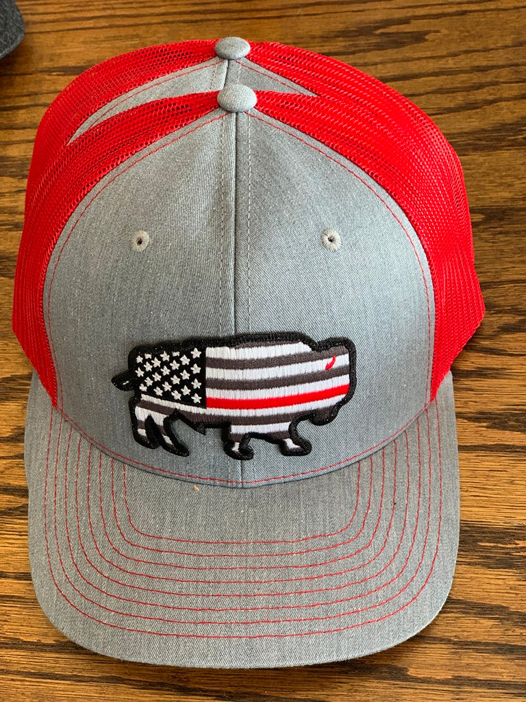 Red Dirt Hat Co l USA Buffalo Red Line Heather Grey/Red