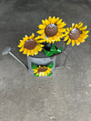 Watering Can with Sunflowers Metal Art