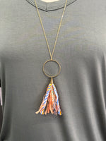 Necklace l Multi Color Tassel + Ring Long Necklace