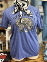 Oklahoma Indian Head Chief Tee l Heather Navy V-Neck Tee