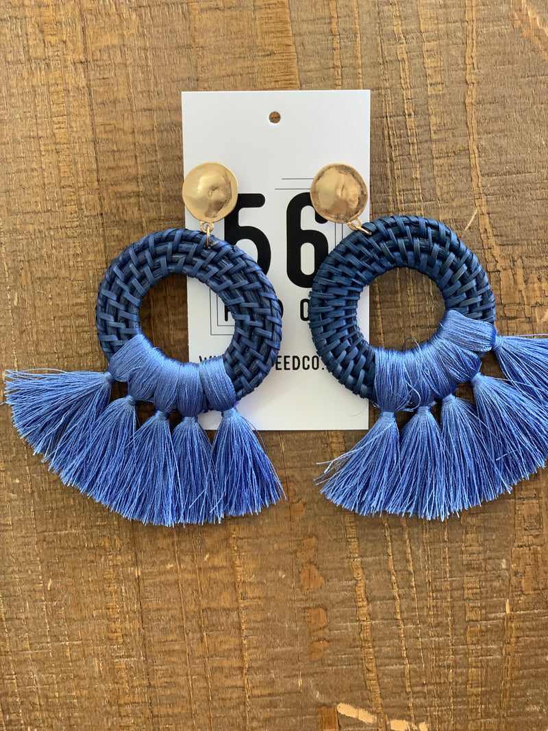 0810_ Earring l Monroe Blue Tassel Statement Earring