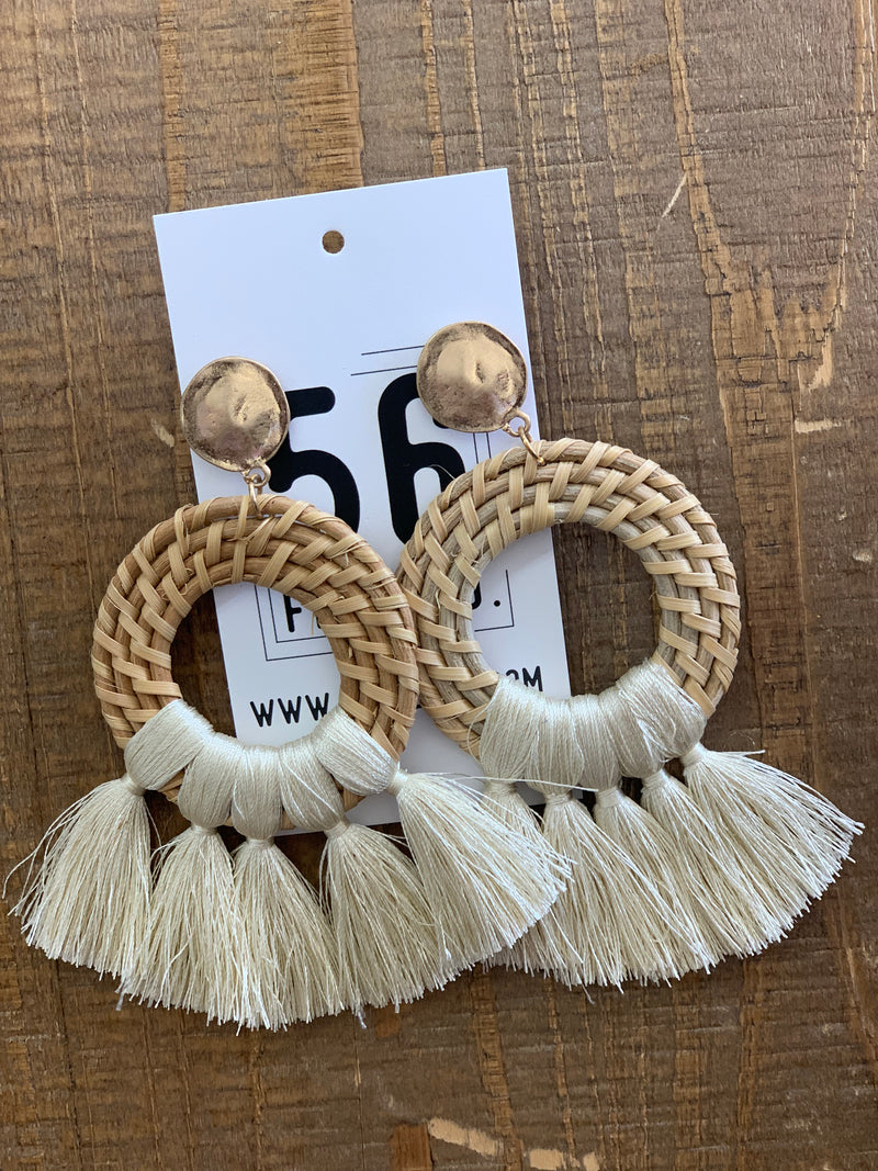 0810_ Earring l Monroe Ivory Tassel Statement Earring